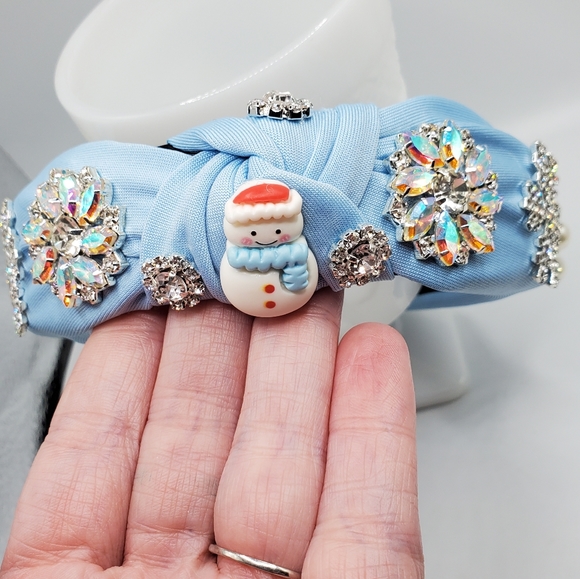 Headband bling handmade winter snowman crystals sparkly Swarovski Christmas main image 8